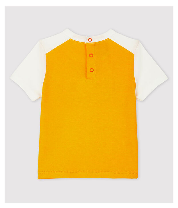 Kurz&auml;rmeliges Baby-T-Shirt aus Baumwolle f&uuml;r Jungen gelb/weiss