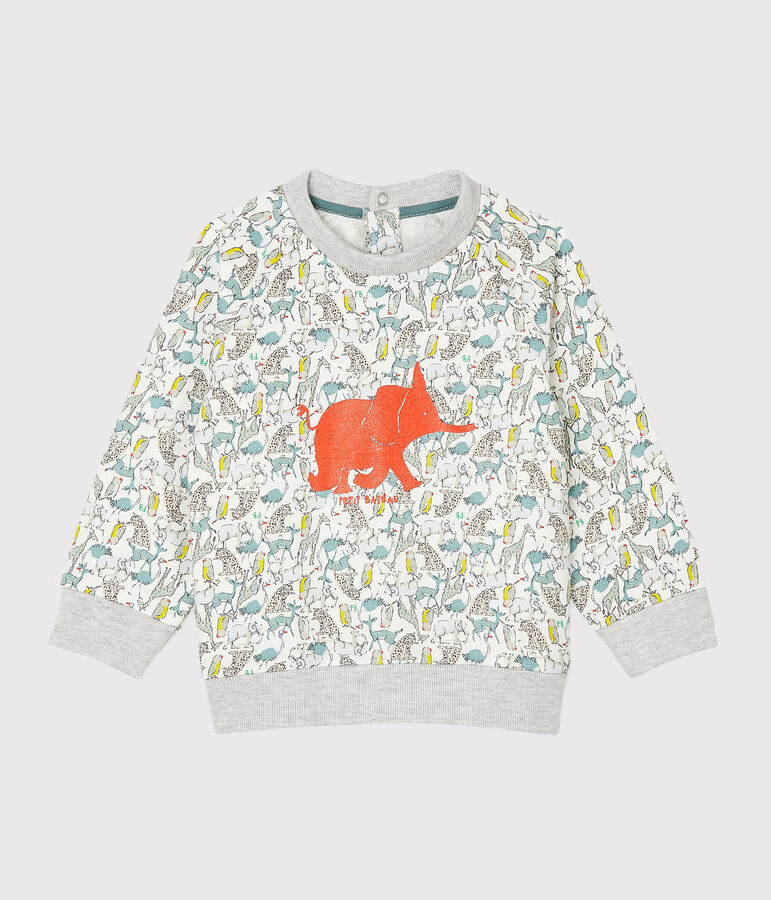 Baby-Sweatshirt aus Molton f&uuml;r Jungen weiss/vielfarbig