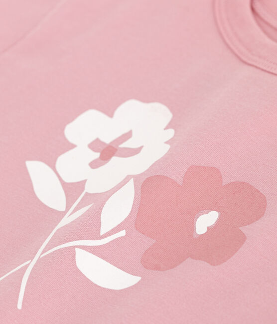 Kurzärmeliges Baby-T-Shirt aus einfarbiger Baumwolle rosa CHARME