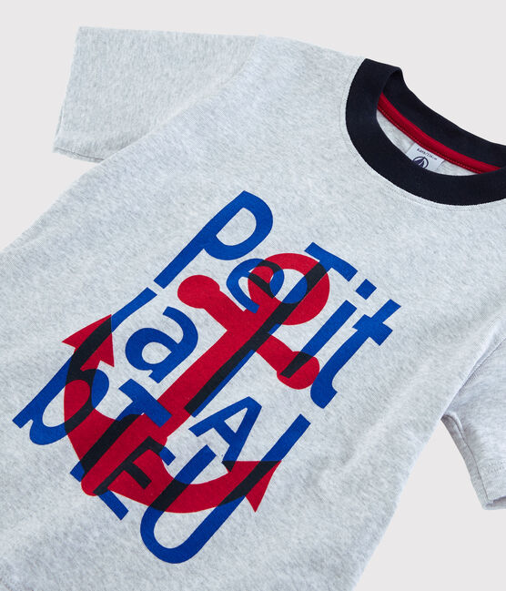Kurzärmeliges Kinder-T-Shirt aus Baumwolle für Jungen grau POUSSIERE CHINE