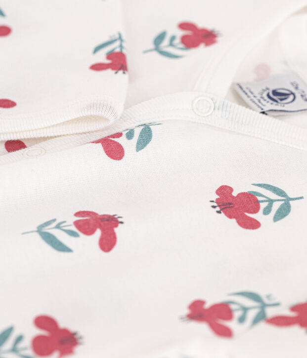 Strampler ohne F&uuml;&szlig;e aus Baumwolle mit Blumenmuster weiss/vielfarbig