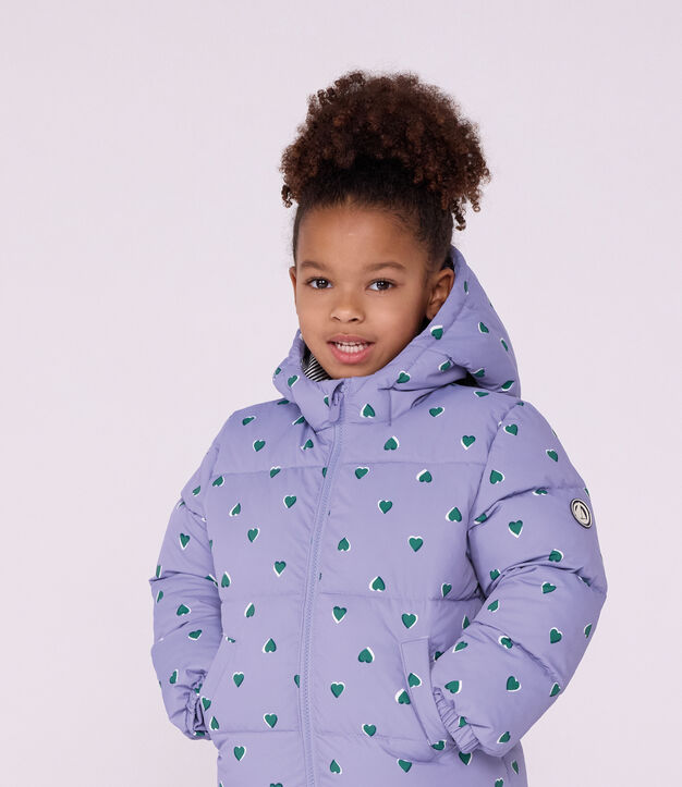 Kinder-Winterjacke mit Herzmotiv violett/vielfarbig
