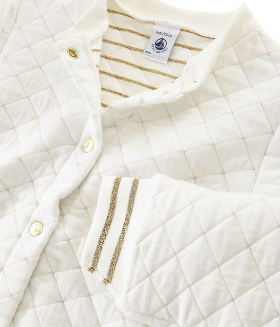 Cardigan aus gestepptem Doppeljersey für Mädchen weiss MARSHMALLOW
