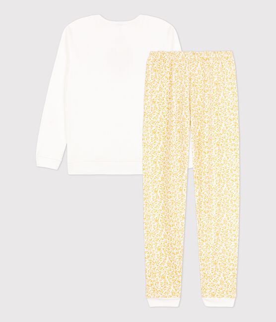 Kinderpyjama aus Mischgewebe mit Blumenmuster für Mädchen weiss MARSHMALLOW/weiss MULTICO