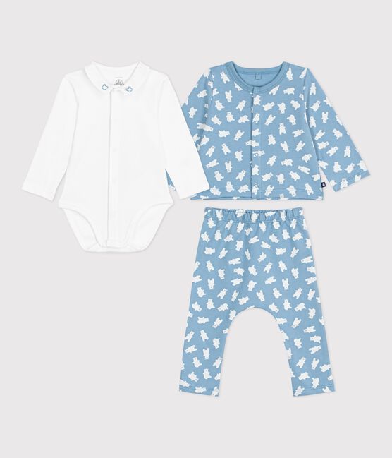 3-teiliges Baby-Set mit Bärenmotiv und Body mit besticktem Kragen blau ADRIATIC/ MULTICO