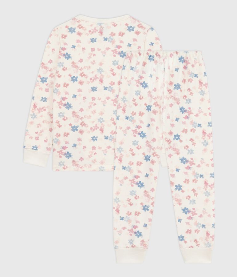 Kinder-Pyjama aus Molton mit Blumenmotiv naturfarben/vielfarbig