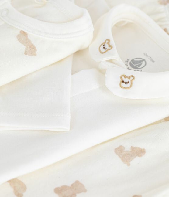 3-teiliges Baby-Geschenkset aus Baumwolle mit Bärenmotiv MARSHMALLOW/ BRUN