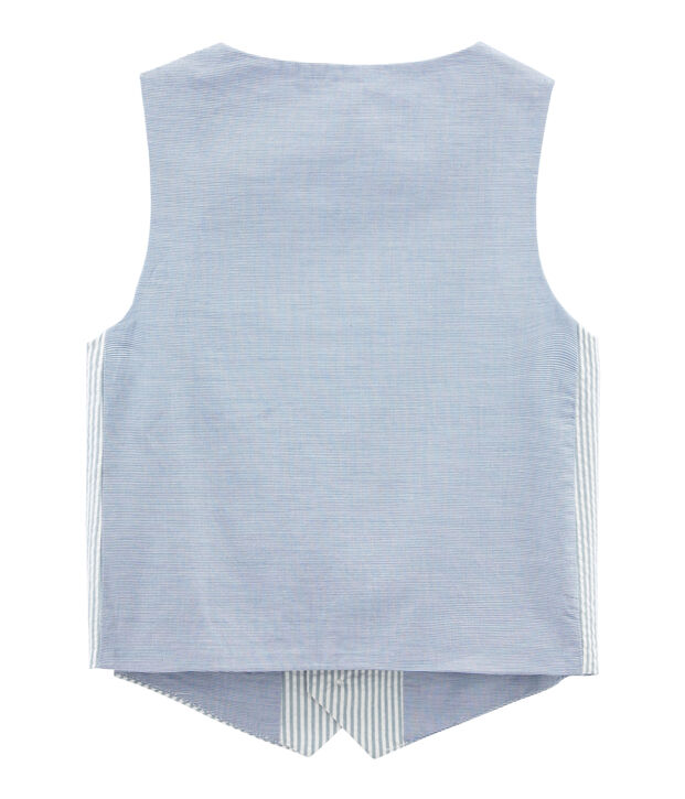 &Auml;rmellose Strickjacke f&uuml;r Jungen blau/weiss