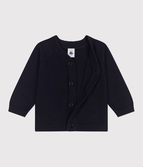 Baby-Cardigan aus einfarbiger Baumwolle blau SMOKING