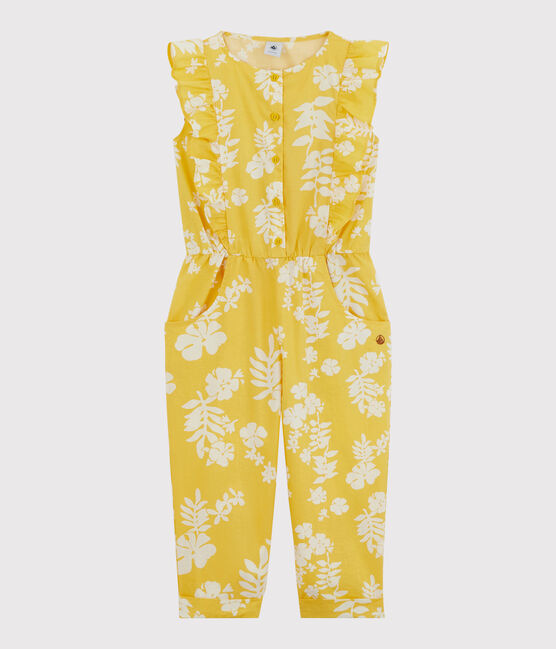 Bedruckter Overall aus Popeline für Mädchen gelb ORGE/weiss MARSHMALLOW