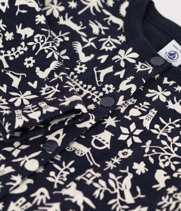 Kinder-Cardigan aus gestepptem Doppeljersey mit Aufdruck f&uuml;r M&auml;dchen blau/naturfarben