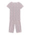 Rippstrick-Kurzpyjama für kleine Mädchen weiss MARSHMALLOW/weiss MULTICO