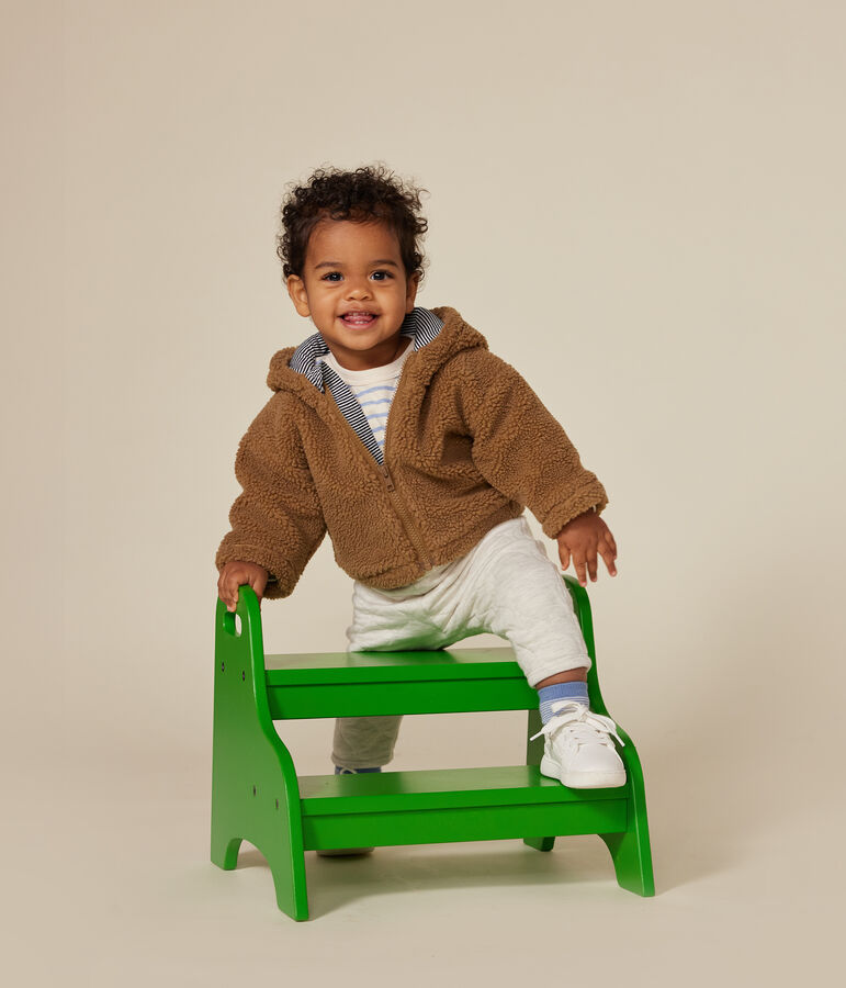 Baby-Jacke mit Kapuze aus Sherpa braun BRINDILLE