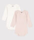 2er-Set langärmelige Baby-Bodys aus Baumwolle mit Ringelstreifen