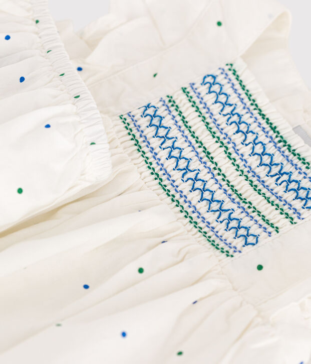 Baby-Kleid und Bloomer aus Baumwolle mit P&uuml;nktchen-Muster weiss/vielfarbig