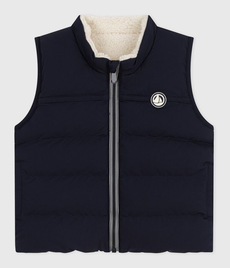 &Auml;rmellose Baby-Weste zum Wenden blau/naturfarben