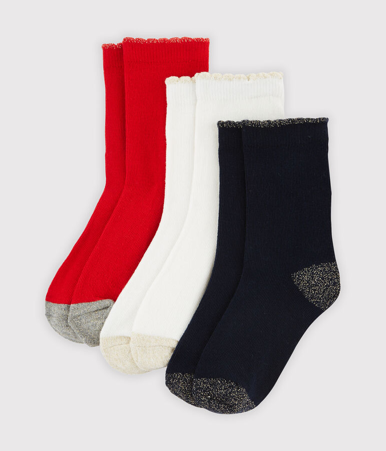 Set aus 3 Paar Kinderstr&uuml;mpfen f&uuml;r M&auml;dchen vielfarbig