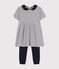 Babyset aus Baumwolle, bestehend aus Kleid und Leggings weiss MARSHMALLOW/blau SMOKING