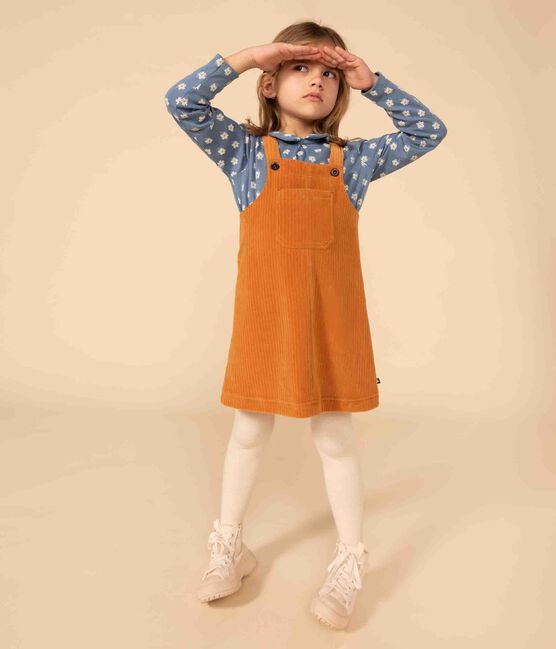 Latzkleid aus Cord für Mädchen braun ECUREUIL