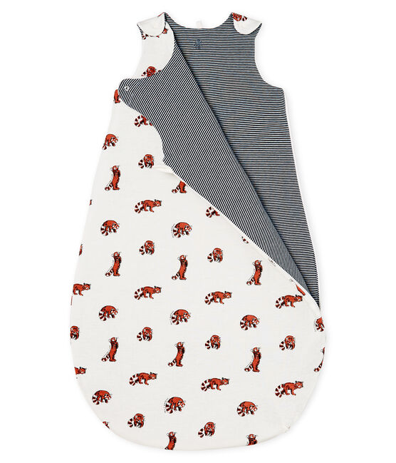 Baby-Wendeschlafsack aus Rippstrick für Jungen weiss MARSHMALLOW/weiss MULTICO