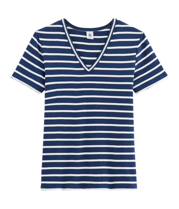 Ikonisches Damen-T-Shirt blau/weiss