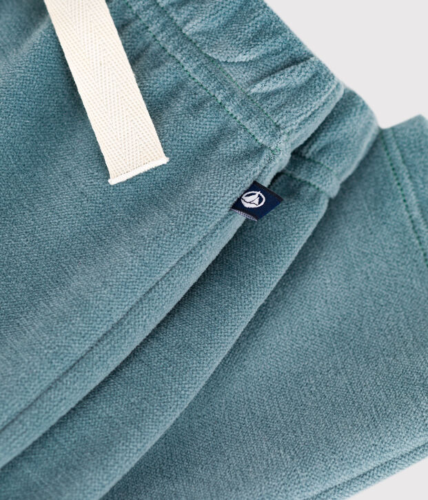 Baby-Hose aus einfarbigem Bouclette-Samt blau