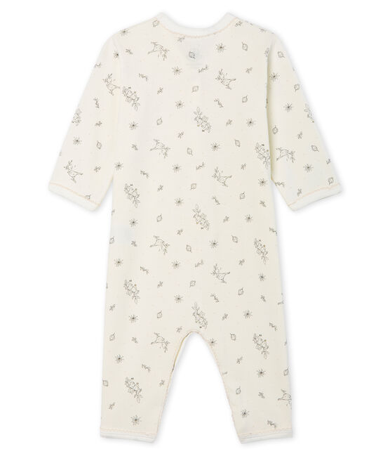Baby-Strampler ohne Fuß aus Rippstrick für Mädchen weiss MARSHMALLOW/weiss MULTICO