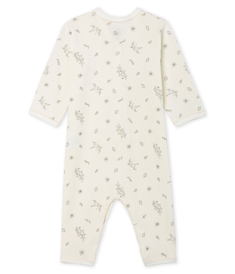 Baby-Strampler ohne Fu&szlig; aus Rippstrick f&uuml;r M&auml;dchen weiss/vielfarbig