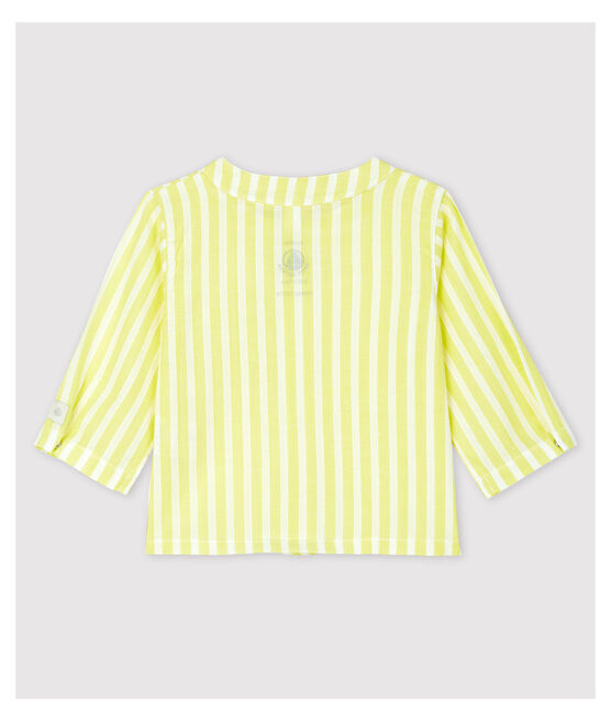 Langärmelige Baby-Bluse aus Bio-Baumwoll-Popeline mit gelben Streifen gelb JAUNE/weiss MARSHMALLOW