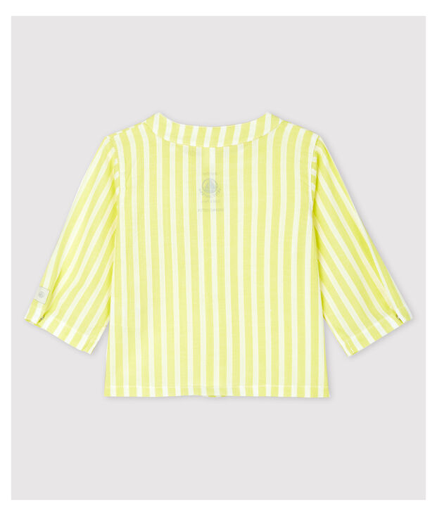 Lang&auml;rmelige Baby-Bluse aus Bio-Baumwoll-Popeline mit gelben Streifen gelb/weiss