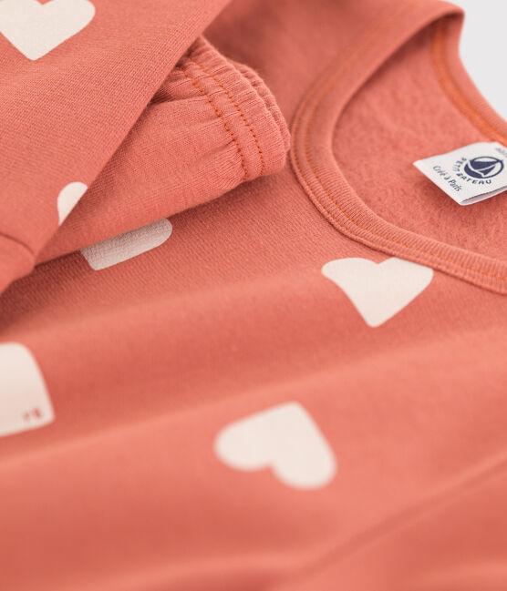 Nachthemd und Leggings aus Molton mit Herzchen-Muster für Mädchen BRANDY/ AVALANCHE