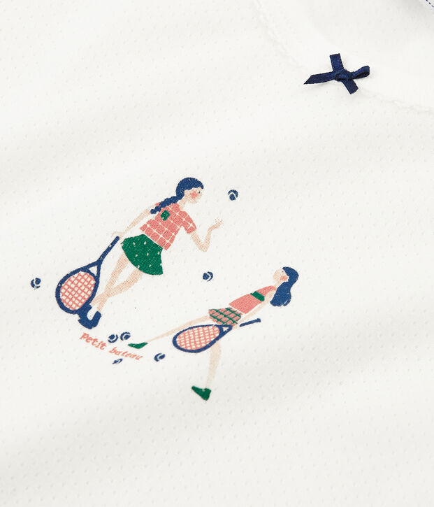 Kurz&auml;rmeliger Rippstrick-Pyjama f&uuml;r kleine M&auml;dchen weiss/rosa