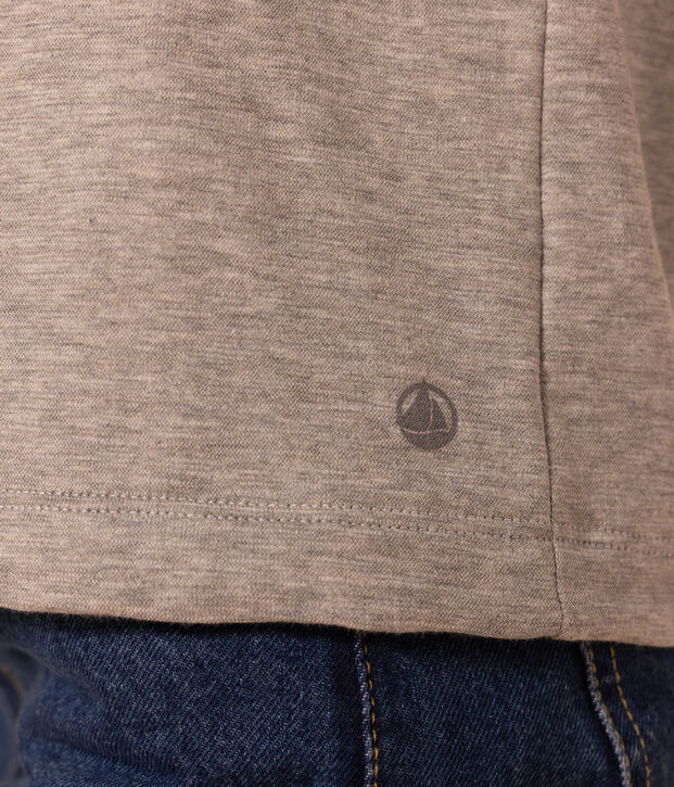 Damen-T-Shirt LE DROIT aus Baumwolle mit Rundhalsausschnitt grau