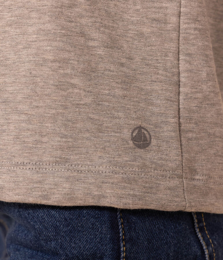 Damen-T-Shirt LE DROIT aus Baumwolle mit Rundhalsausschnitt grau CHATON CHINE