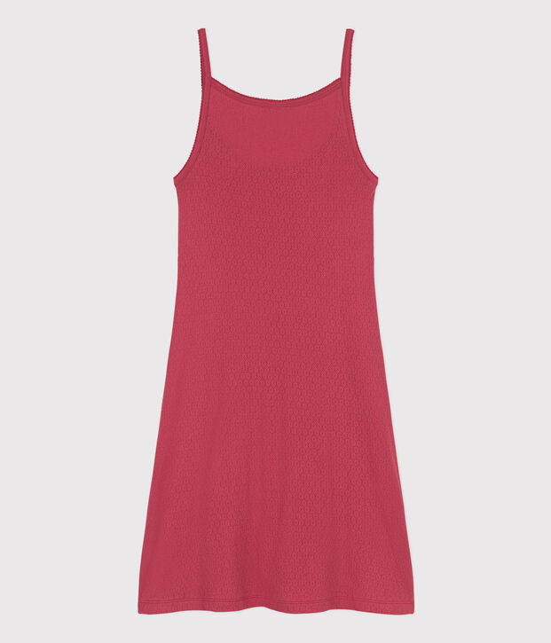 Einfarbiges Babydoll aus Ajour-Baumwolle f&uuml;r Damen rosa