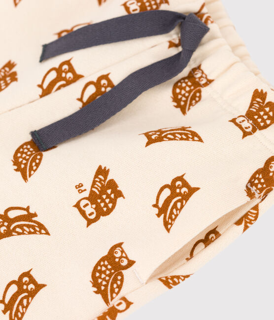 Babyhose aus Molton mit Eulenprint weiss AVALANCHE/ ECUREUIL