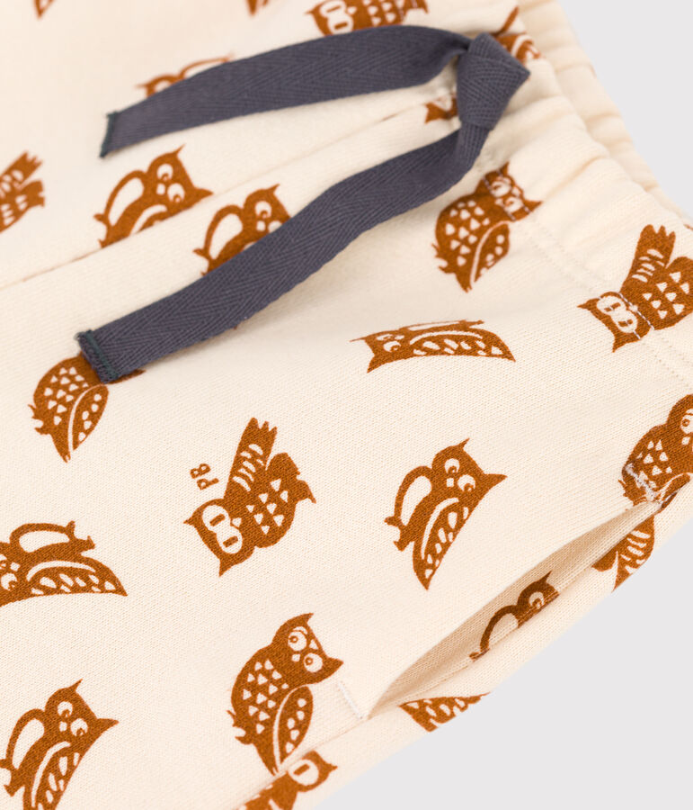 Babyhose aus Molton mit Eulenprint naturfarben/braun