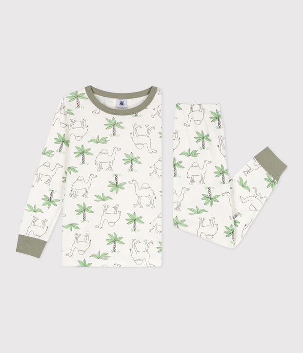 Kinderpyjama aus Baumwolle mit Dromedarmotiv weiss/vielfarbig
