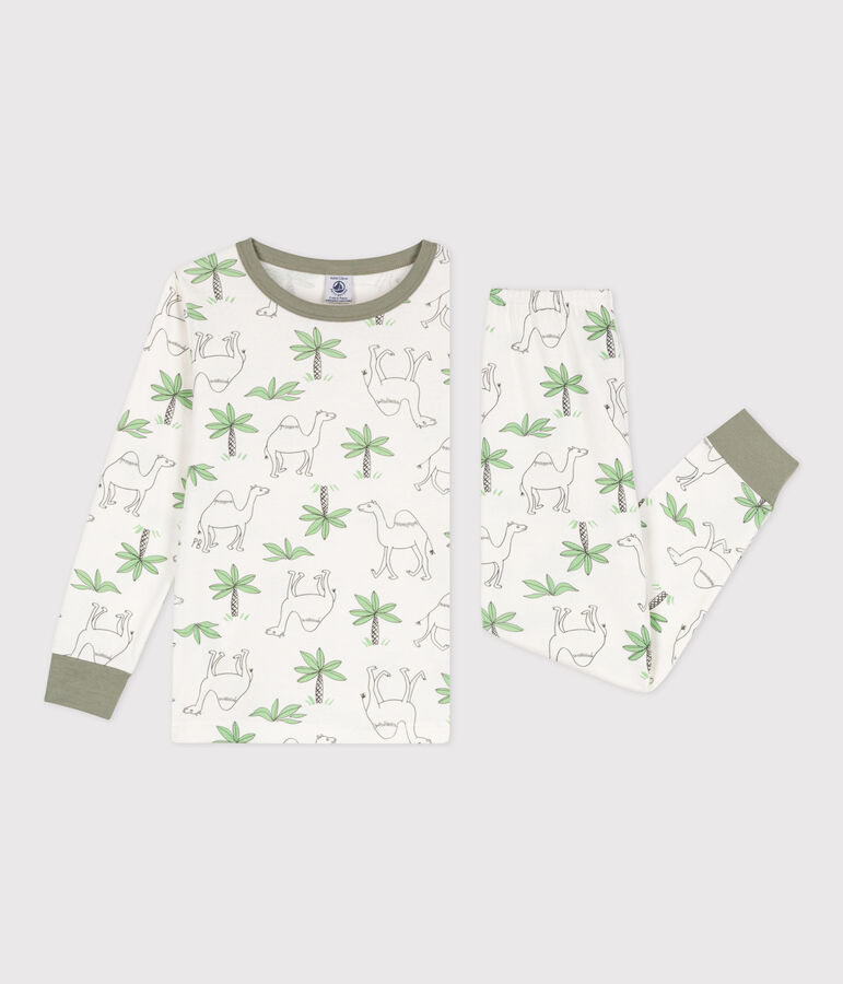 Kinderpyjama aus Baumwolle mit Dromedarmotiv weiss MARSHMALLOW/weiss MULTICO