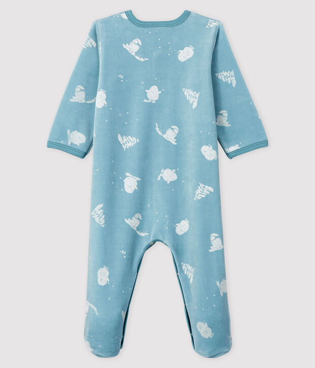 Baby-Strampler 'Yeti' aus Nicki f&uuml;r Jungen blau/weiss