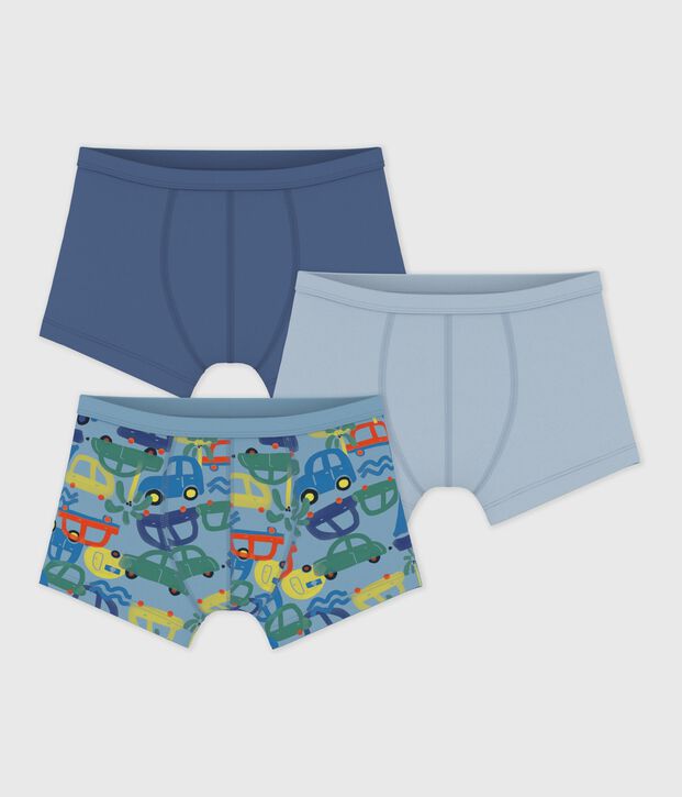 Set Kinder-Boxershorts mit &uuml;berzogenem Bund aus bedruckter Baumwolle vielfarbig