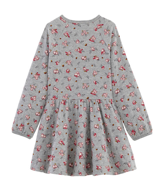 Gemustertes Kleid Mädchen grau BELUGA/weiss MULTICO