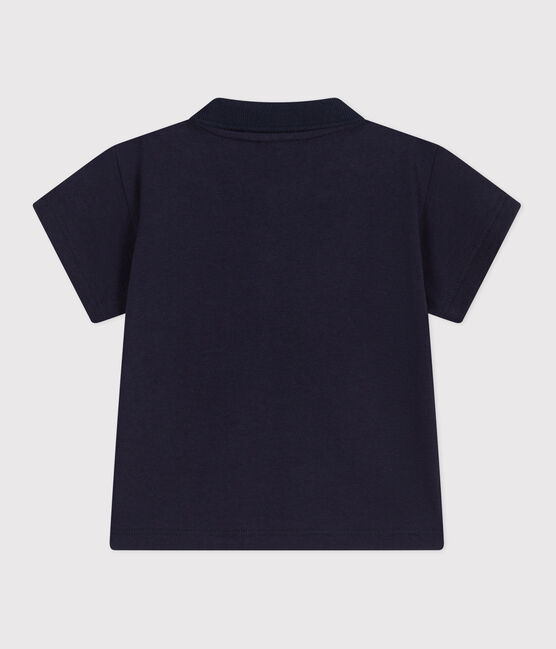 Kurzärmeliges Baby-Poloshirt aus einfarbiger Baumwolle blau SMOKING