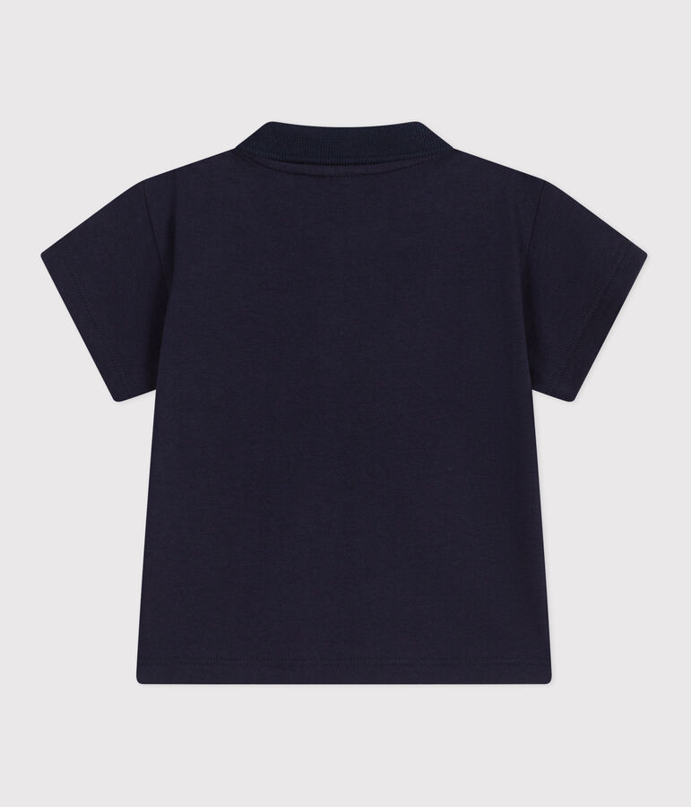 Kurz&auml;rmeliges Baby-Poloshirt aus einfarbiger Baumwolle blau