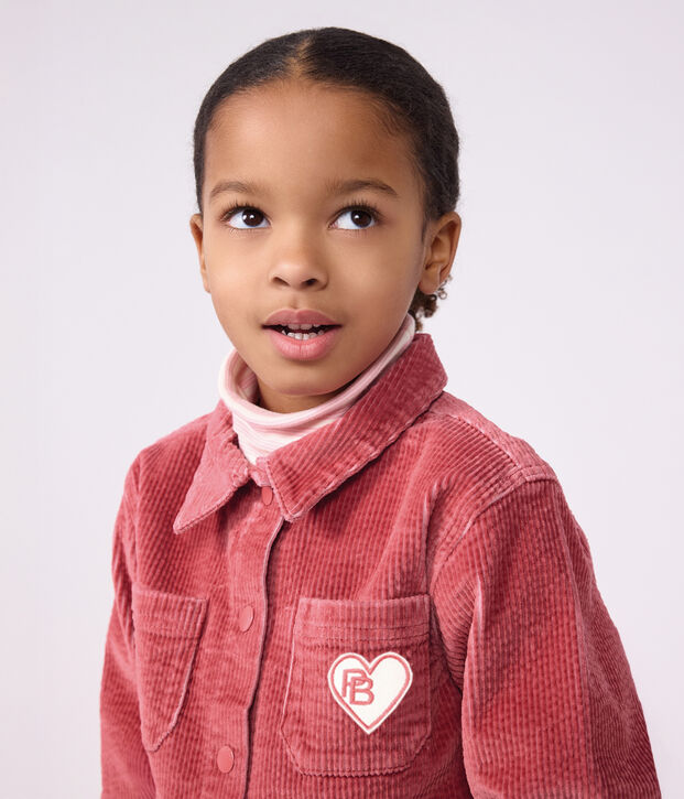 Kinder-Hemd aus einfarbigem Feincord rosa
