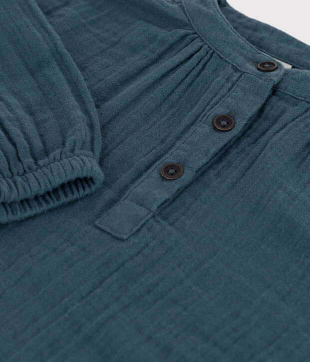 Lang&auml;rmeliges Kinderkleid aus Baumwollgaze f&uuml;r M&auml;dchen grau