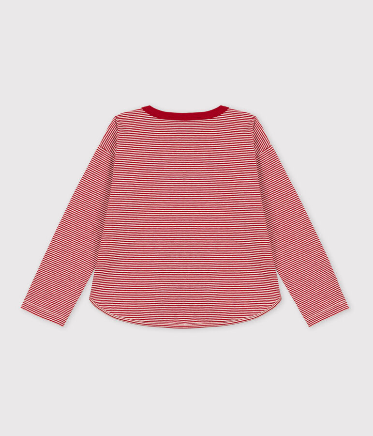 Lang&auml;rmeliges Kinder-T-Shirt aus Doppeljersey f&uuml;r Jungen rot/beige