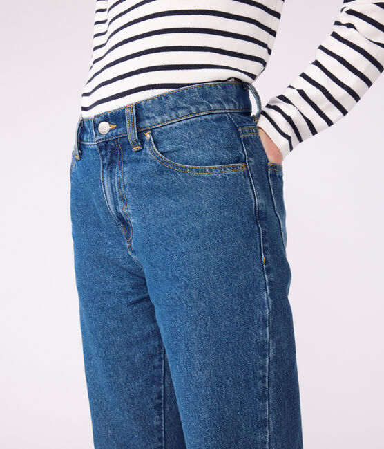 Damen-Hose mit geradem Schnitt aus Denim blau DENIM MOYEN