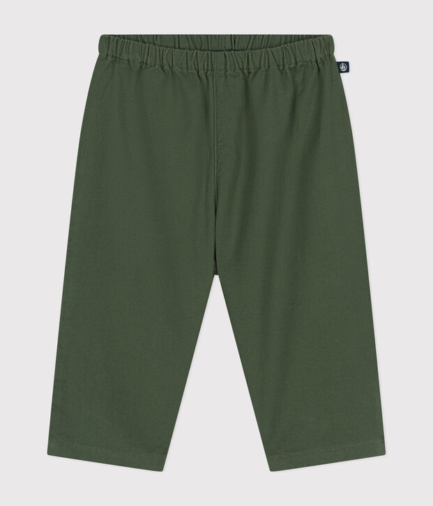 Baby-Hose aus Baumwolle und Leinen gr&uuml;n