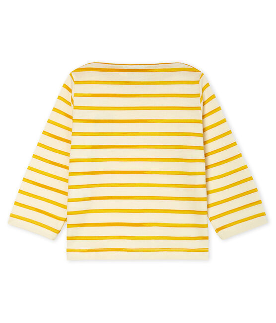 Langärmeliges Baby-T-Shirt für Jungen weiss MARSHMALLOW/gelb BOUDOR